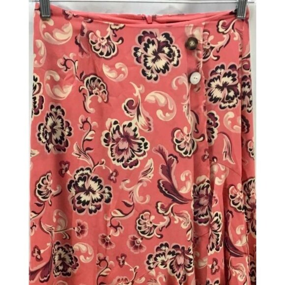 Who What Wear Skirt 4 Coral Floral Asymmetric New - Picture 2 of 5